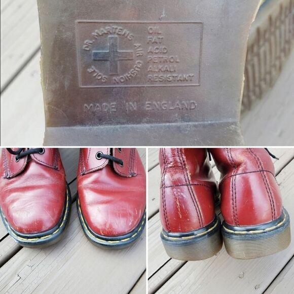 Dr Martens 1460 8 Eye Classic Cherry Red Oxblood Smooth Leather Combat Boots 8 - Picture 7 of 10